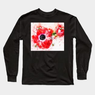 Red Poppy and Honeybees Long Sleeve T-Shirt